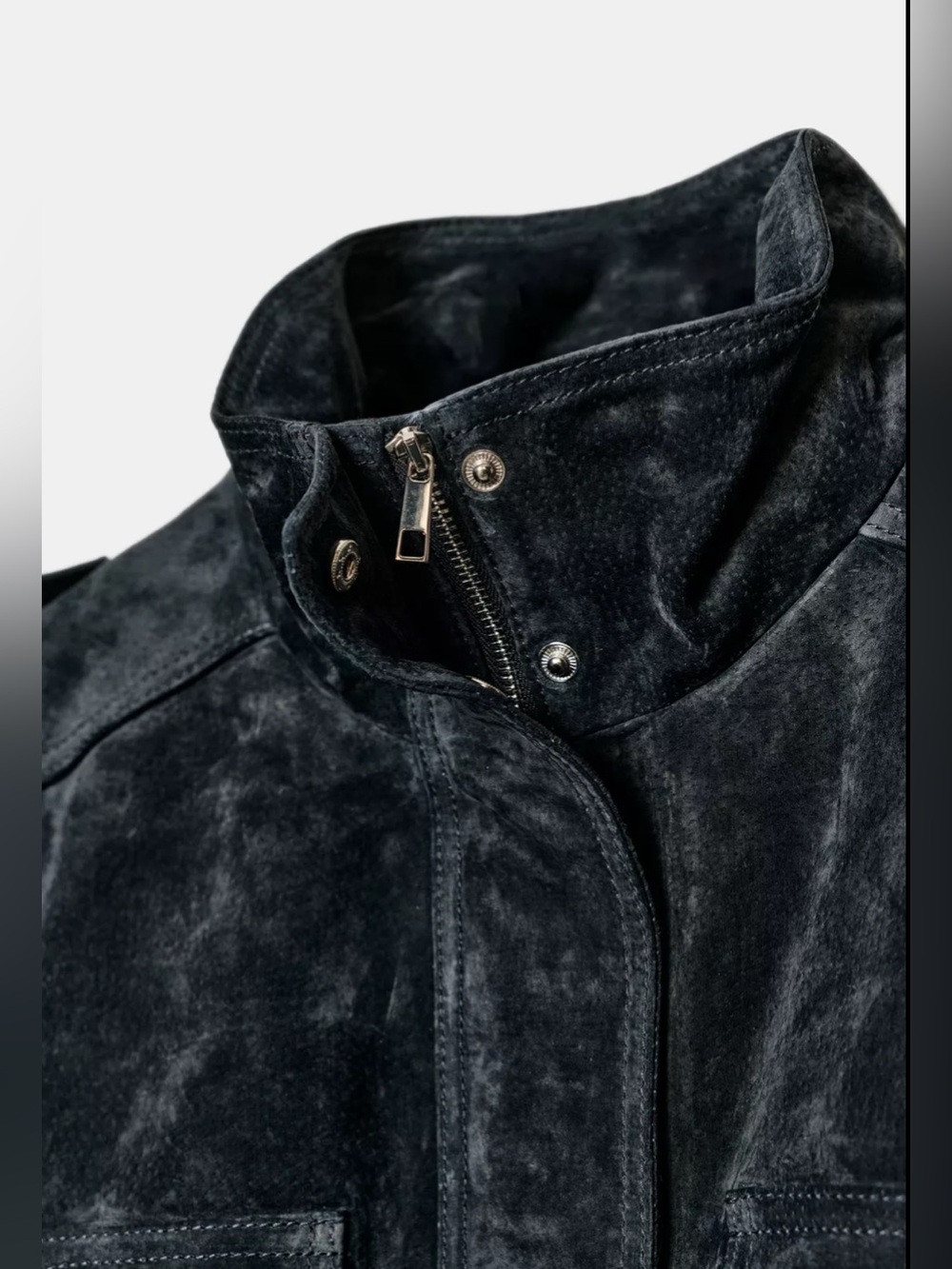100% Suede oversized jacket in navy - Picture 4 of 6
